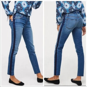Loft Two Tone Striped Skinny Jeans